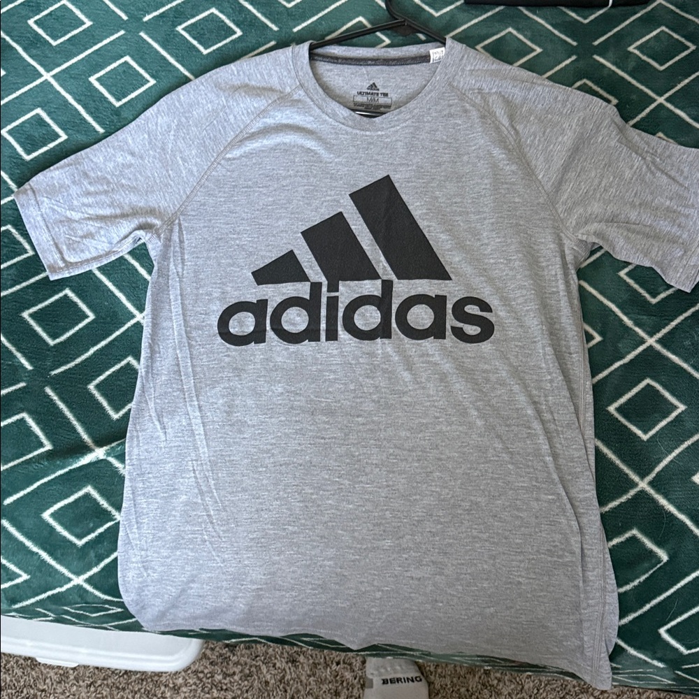 Adidas Heather Gray Tee with Black Logo